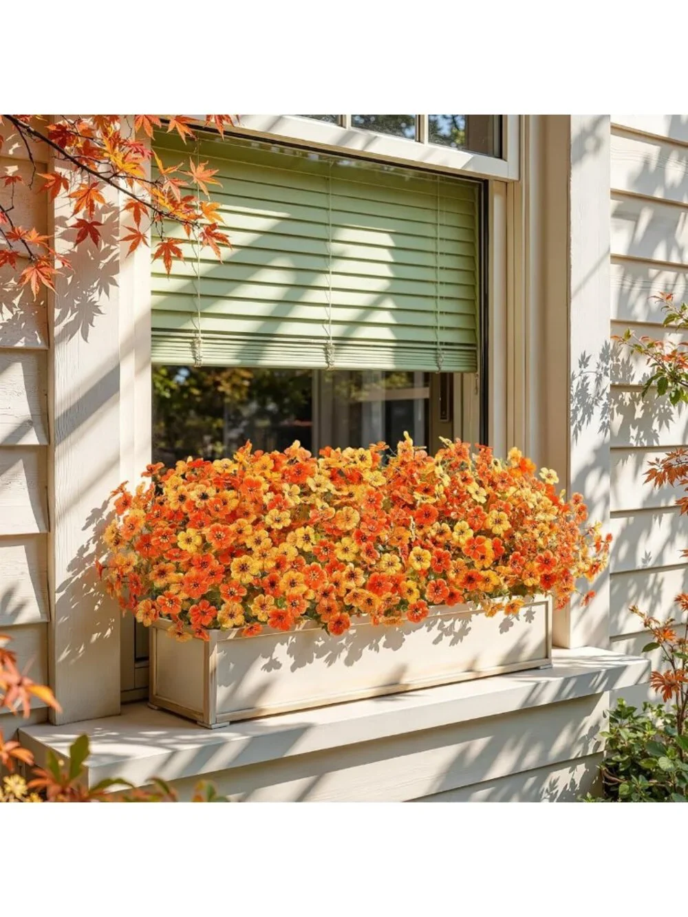 24 Bundles UV Resistant Faux Fall Flowers - Perfect for Home Decor & Porches